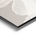 affiche dart abstrait design organique formes lineaires blanches sur fond beige aluminium.webp