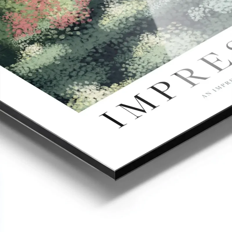 affiche dart abstrait dun jardin verdoyant avec des fleurs epanouies dans un sty aluminium.webp