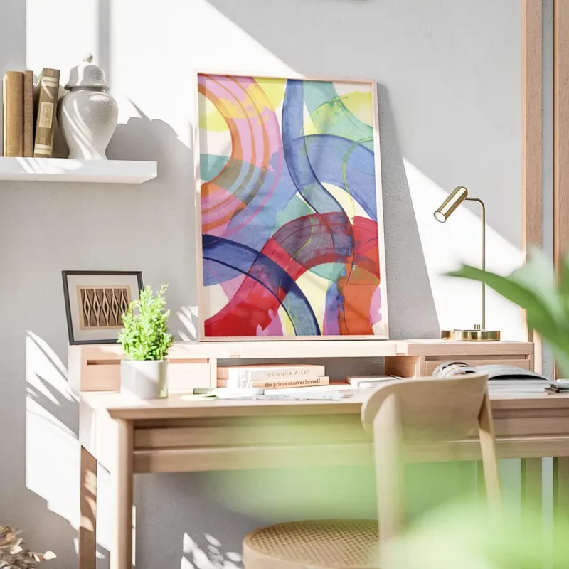 affiche dart abstrait fluide avec des touches de peinture colorees vibrantes for bureau.webp