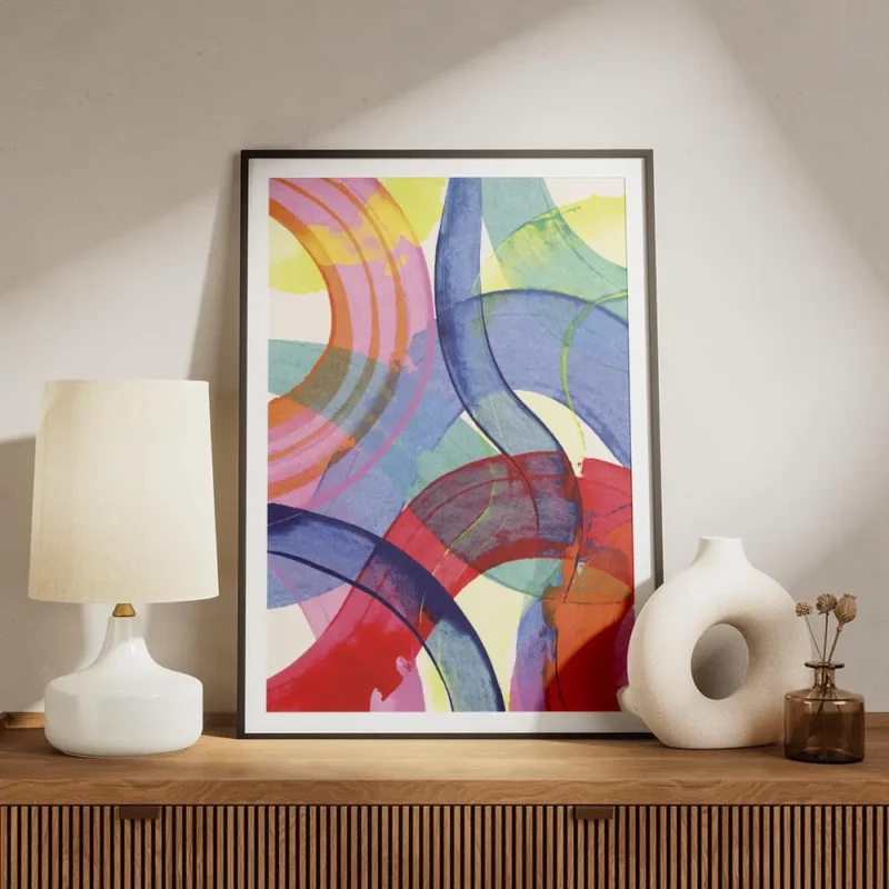 affiche dart abstrait fluide avec des touches de peinture colorees vibrantes for meuble.webp