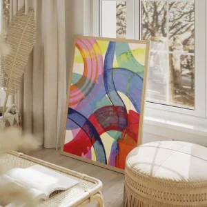 affiche dart abstrait fluide avec des touches de peinture colorees vibrantes for salon beige.webp