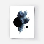 affiche dart abstrait formes aquarelle bleues et noires avec des cercles sur toi.webp