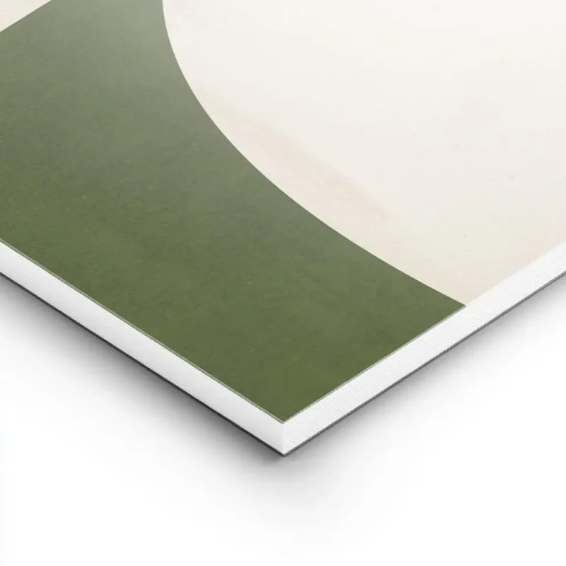 affiche dart abstrait geometrique avec des formes graphiques vertes et beiges ty lightpanel.webp
