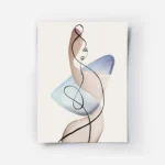 affiche dart abstrait illustration feminine avec des lignes noires et des formes.webp