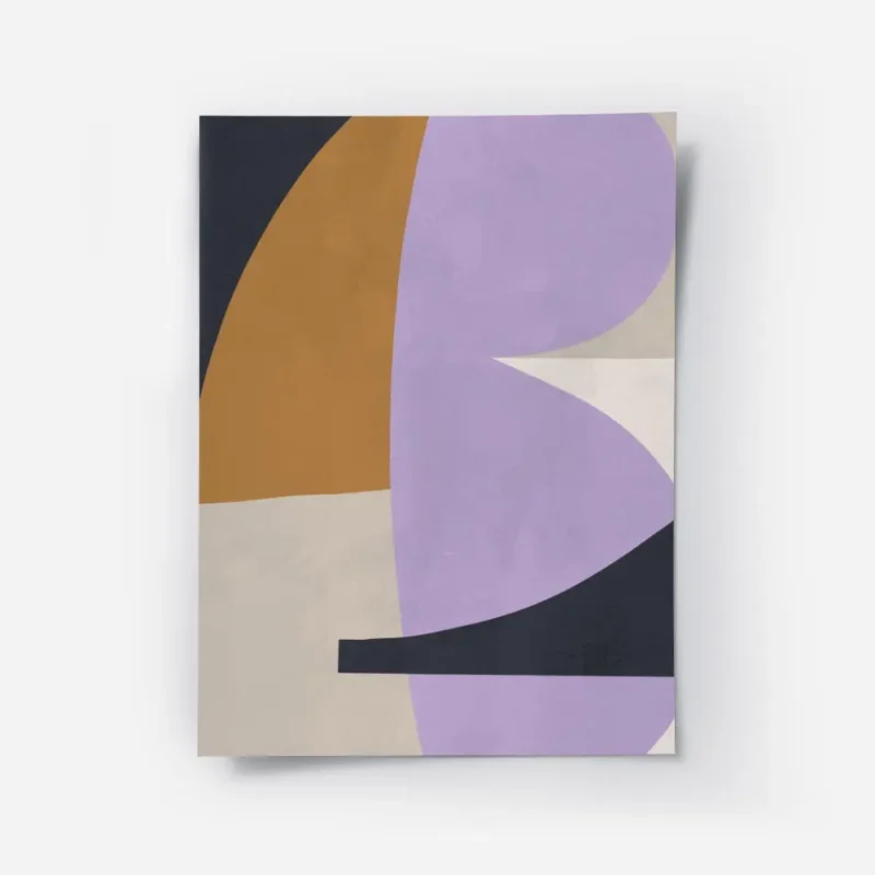affiche dart abstrait melange de formes irregulieres lilas orange et beige pour .webp