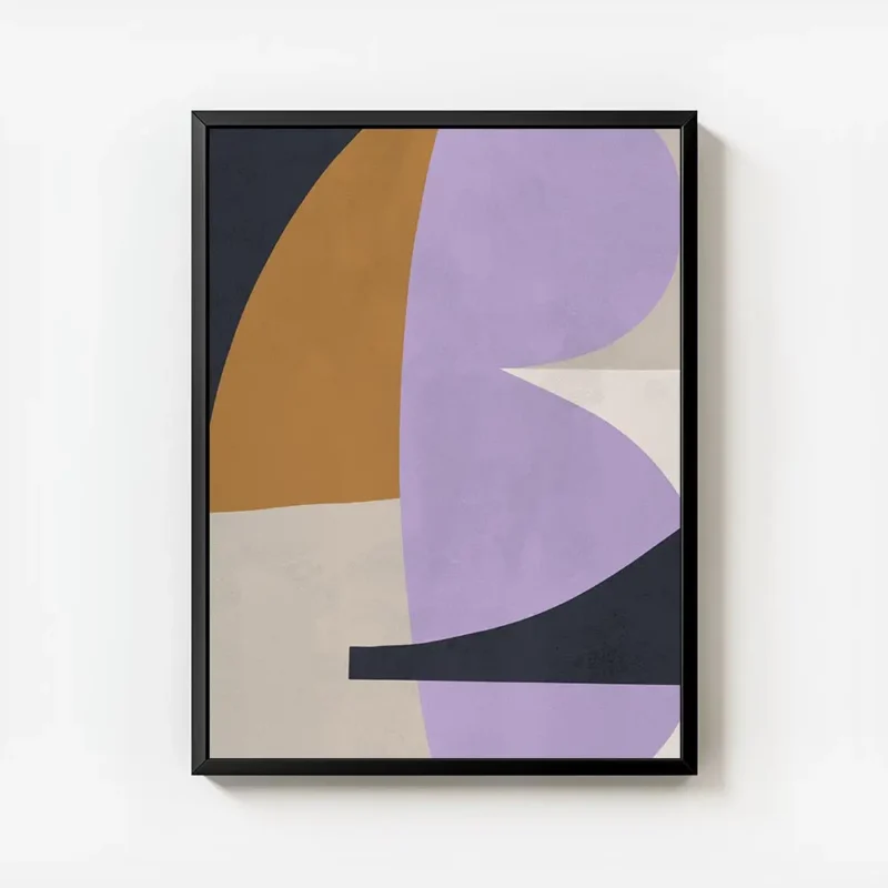 affiche dart abstrait melange de formes irregulieres lilas orange et beige pour avec cadre.webp