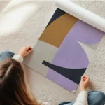 affiche dart abstrait melange de formes irregulieres lilas orange et beige pour en rouleau.webp