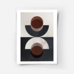affiche dart abstrait moderne avec des demi cercles noirs et beiges et des cercl.webp