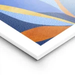 affiche dart abstrait moderne avec des feuilles stylisees bleues oranges et jaun lightpanel.webp