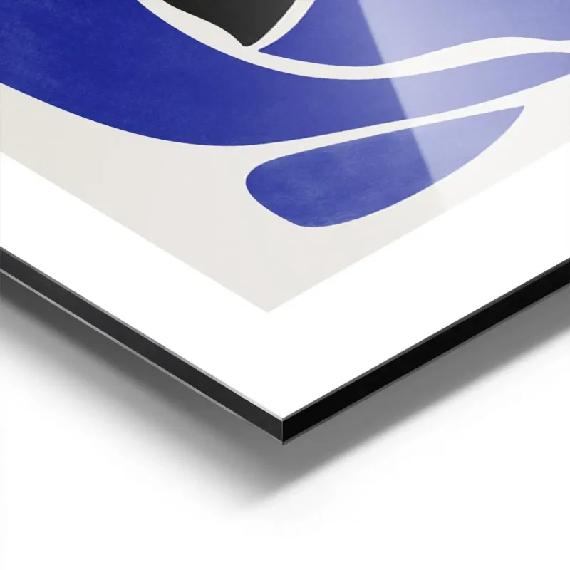 affiche dart abstrait moderne avec des formes noires et bleues sur fond beige cr aluminium.webp