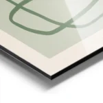 affiche dart abstrait moderne avec des lignes vertes entrelacees sur un fond ver aluminium.webp