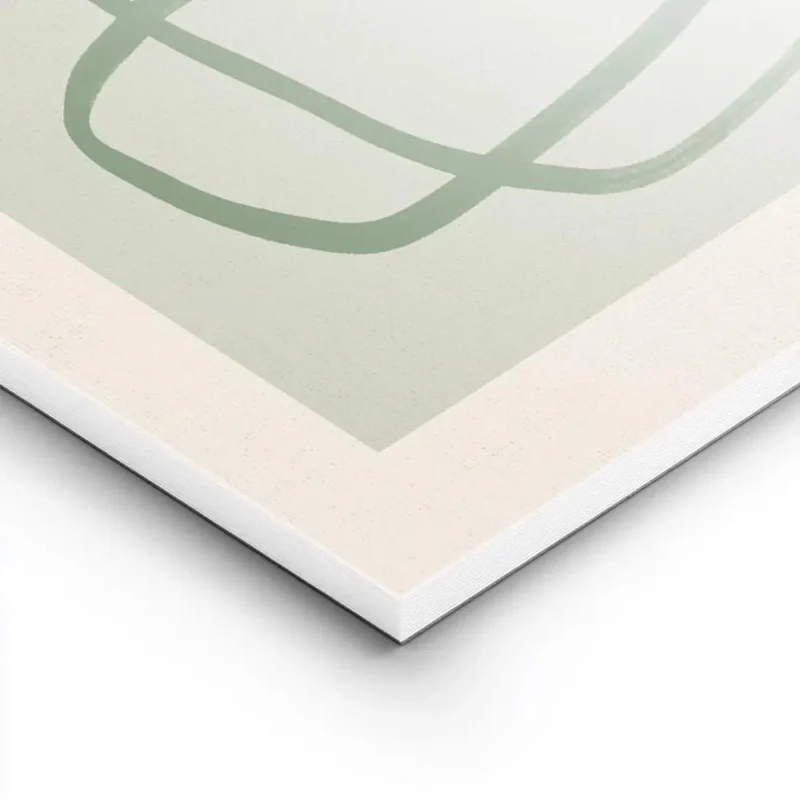 affiche dart abstrait moderne avec des lignes vertes entrelacees sur un fond ver lightpanel.webp