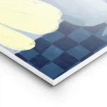 affiche dart abstrait moderne de fleurs jaunes dans un vase bleu sur un fond ble lightpanel.webp