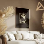 affiche dart abstrait noir et blanc contraste avec des formes geometriques blanc salon.webp