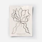 affiche dart botanique fluide aux lignes ondulees noires sur fond blanc creant u.webp