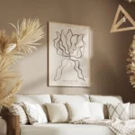 affiche dart botanique fluide aux lignes ondulees noires sur fond blanc creant u salon.webp