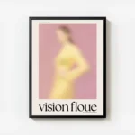 affiche dart contemporain representant une silhouette floue en pastel rose et ja avec cadre.webp