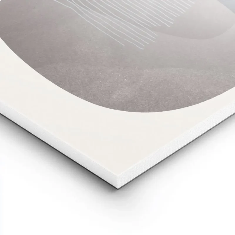 affiche dart graphique abstrait avec des formes organiques bleues grises et oran lightpanel.webp