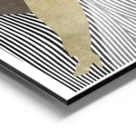 affiche dart graphique silhouette doree dune femme avec chapeau sur fond de pois aluminium.webp