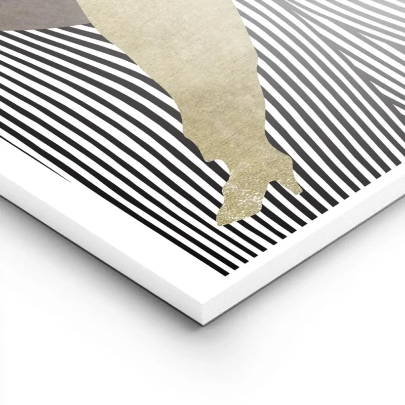 affiche dart graphique silhouette doree dune femme avec chapeau sur fond de pois lightpanel.webp