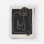 affiche dart lineaire du haut du corps dune femme nue en noir et blanc sur fond .webp