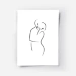 affiche dart lineaire montrant un couple sembrassant sur un fond blanc typograph.webp