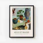 affiche daugust macke nature morte coloree avec un chat domestique des pots et d avec cadre.webp