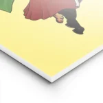 affiche de babar le roi a cheval sur fond jaune illustration de jean de brunhoff lightpanel.webp