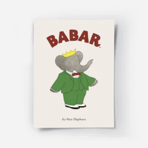 affiche de babar lelephant vetu dun costume vert et dun n ud papillon rouge sur .webp