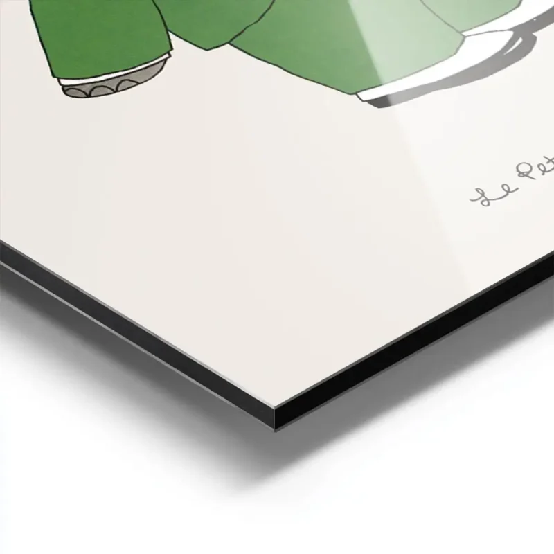 affiche de babar lelephant vetu dun costume vert et dun n ud papillon rouge sur aluminium.webp
