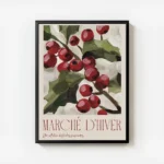 affiche de baies rouges et feuilles vertes sur fond beige avec le texte marche d avec cadre.webp