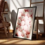 affiche de balles de tennis roses avec une texture granuleuse pour les amateurs encadre.webp