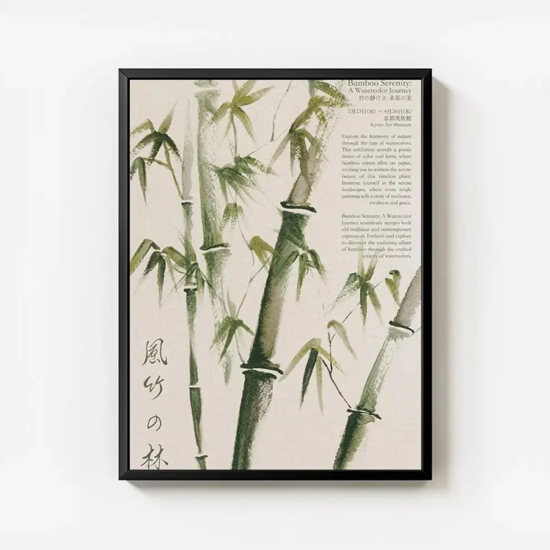 affiche de bambou peinte a la main dans un style traditionnel est asiatique util avec cadre.webp