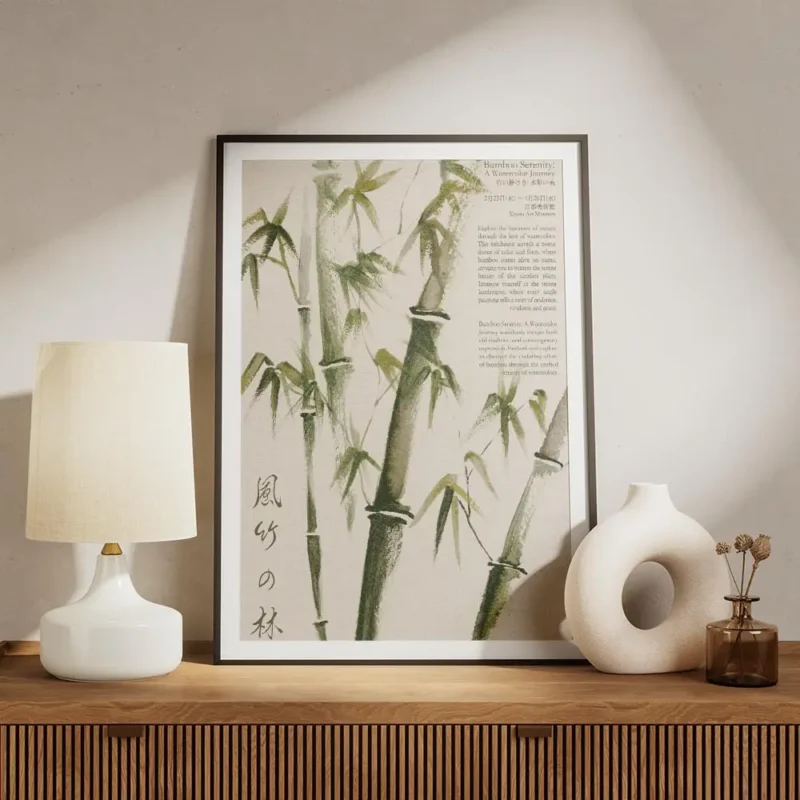 affiche de bambou peinte a la main dans un style traditionnel est asiatique util meuble.webp
