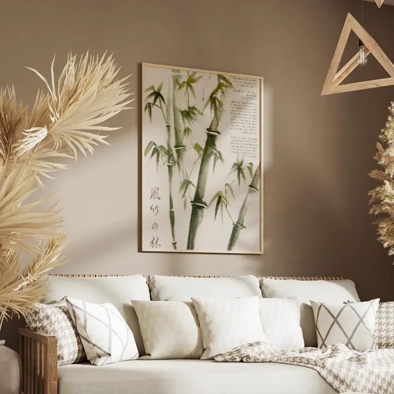 affiche de bambou peinte a la main dans un style traditionnel est asiatique util salon.webp