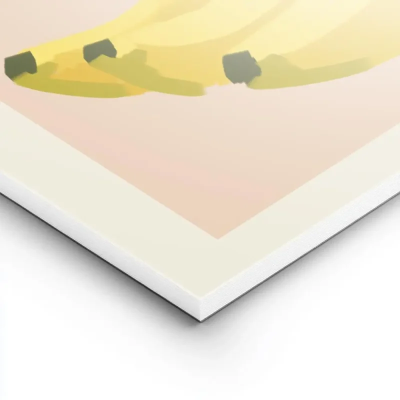 affiche de bananes jaunes sur carre rose et typographie noire oui sur fond beige lightpanel.webp