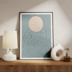 affiche de boris draschoff illustration graphique dune volee doiseaux noirs deva meuble.webp