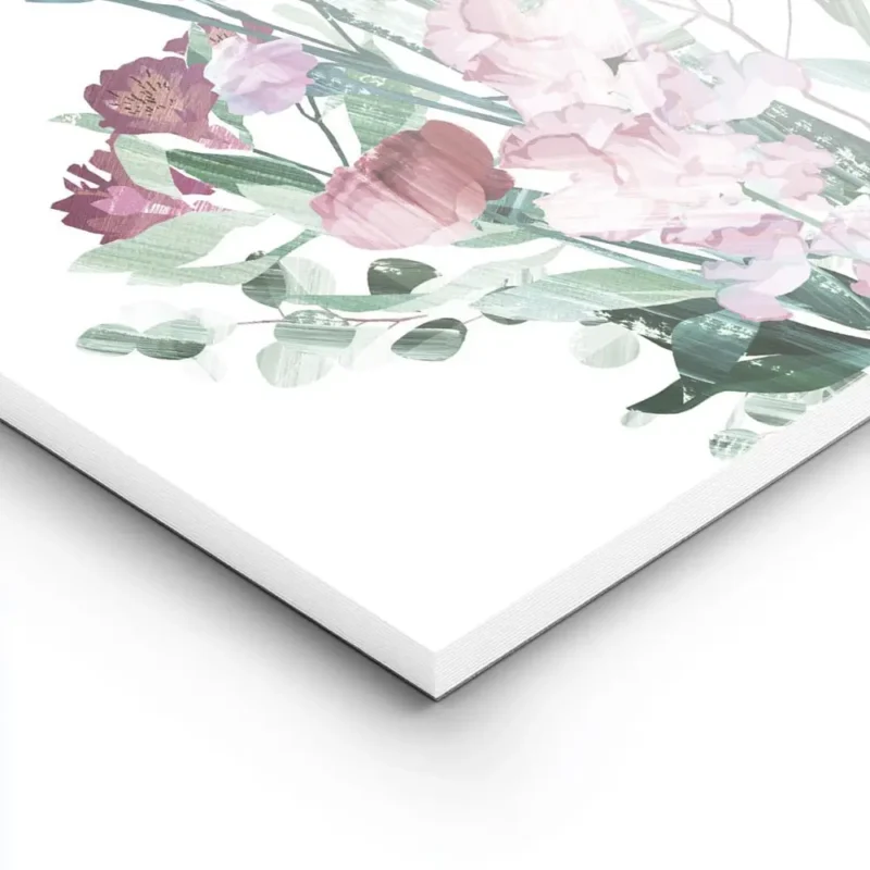 affiche de bouquet de fleurs aux tons pastel typographie graphique sur fond blan lightpanel.webp