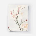 affiche de branches de prunier avec des fleurs blanches et rouges sur fond bleu .webp