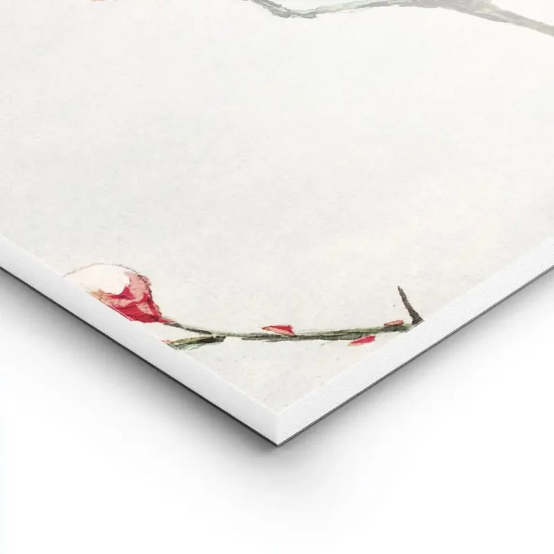 affiche de branches de prunier avec des fleurs blanches et rouges sur fond bleu lightpanel.webp