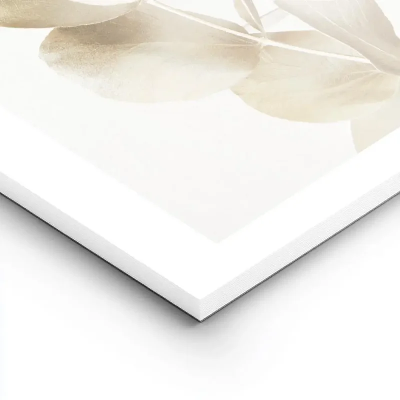 affiche de branches deucalyptus dorees et blanches sur un fond beige clair avec lightpanel.webp