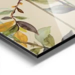 affiche de branches et de feuilles vertes jaunes et marron sur fond beige typogr aluminium.webp