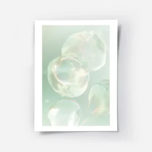 affiche de bulles holographiques sur fond vert menthe aux couleurs pastel pour u.webp