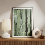 affiche de cactus verts aux formes variees mettant en valeur la texture des plan meuble.webp