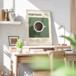affiche de cafe italien avec une tasse despresso noir et du texte typographie es bureau.webp