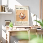 affiche de cafe latte avec typographie et infographie sur la boisson au lait bureau 1.webp