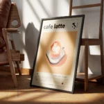 affiche de cafe latte avec typographie et infographie sur la boisson au lait encadre 1.webp