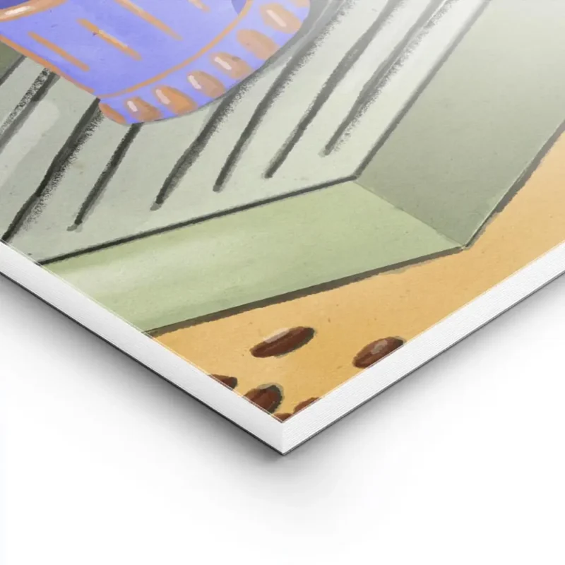 affiche de cafe texturee avec une machine a expresso verte et deux tasses a cafe lightpanel.webp