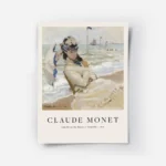 affiche de camille sur la plage de trouville par monet une femme assise tenant u.webp