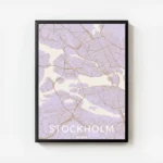 affiche de carte de ville contemporaine lilas et beige clair avec le texte stock avec cadre.webp